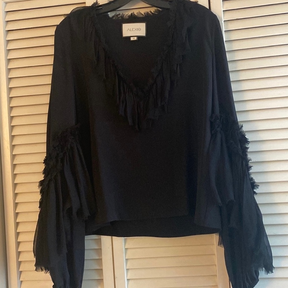 ALEXIS V Neck Black Silk Blouse